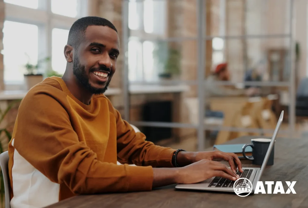 Working person drinking cofee
